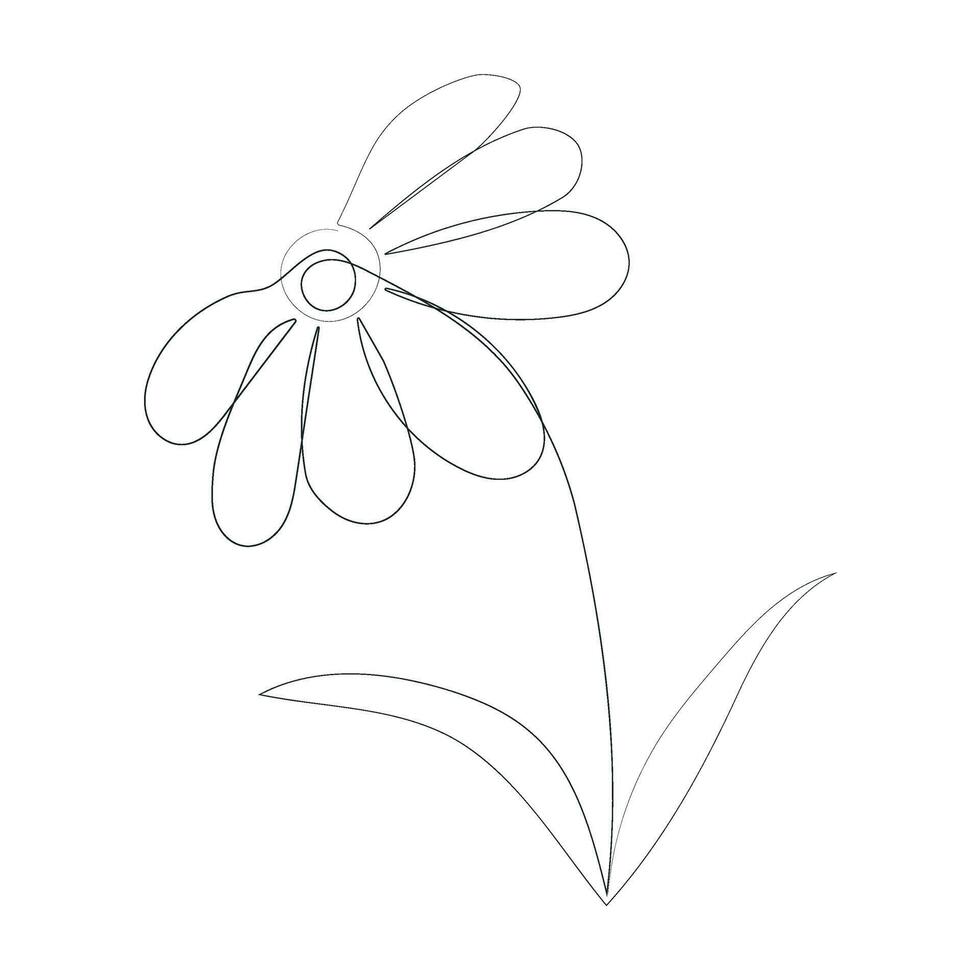 Abstract floral background. Daisies in the style of line art, one continuous line. Hand drawing. The minimalist style will complement your design vector