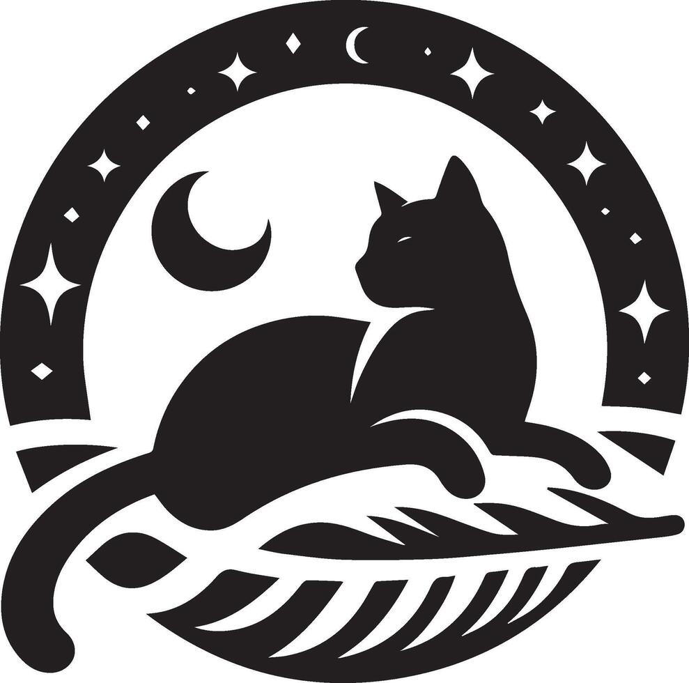 Cat circle premium logo Illustrator design vector