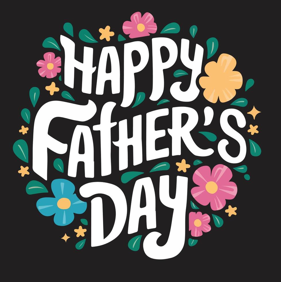 Happy Fathers Day Calligraphy greeting card illustration. vector