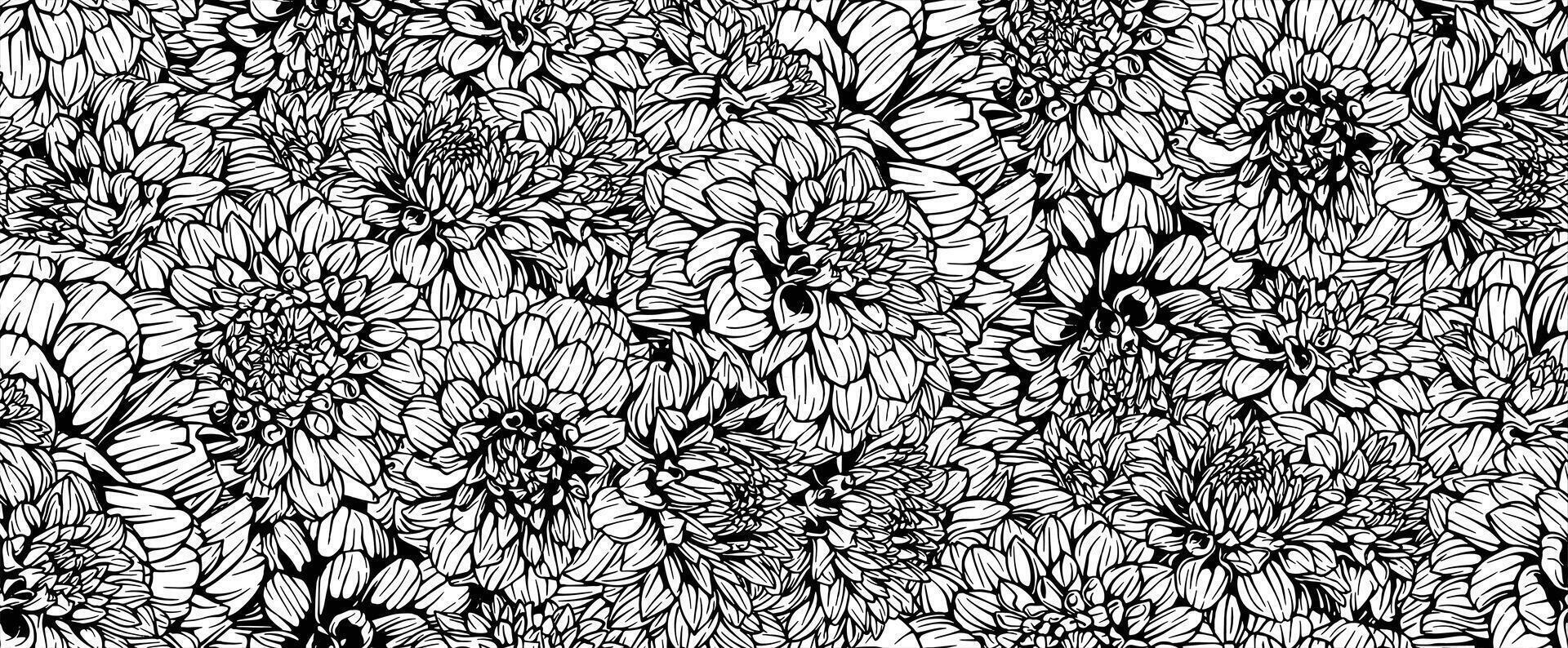seamless pattern dahlia tangerine dream flowers floral illustration vector