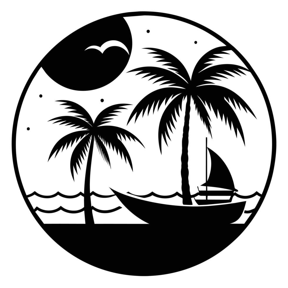 vintage beach line art art. isolated . vector