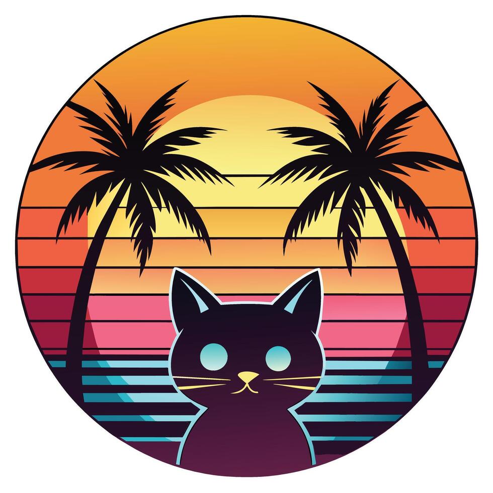 un elegante gato en vacaciones vistiendo oscuro Gafas de sol ilustración vector