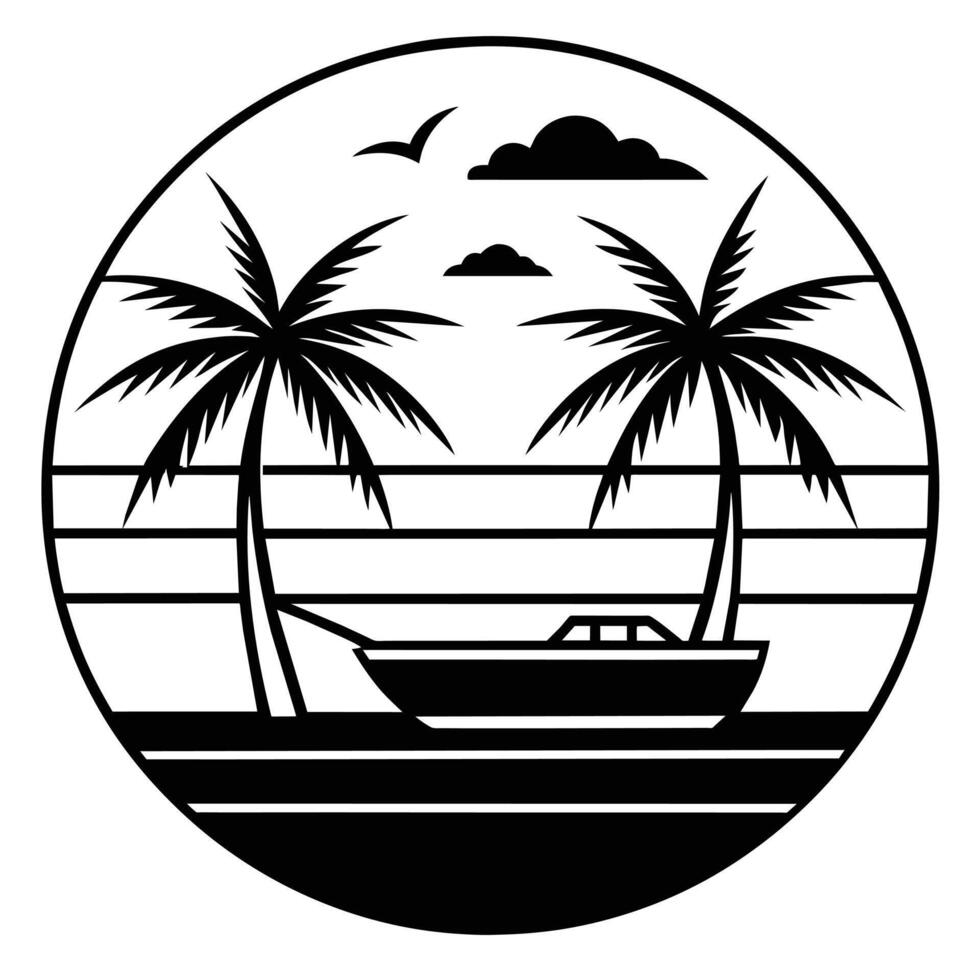 vintage beach line art art. isolated . vector