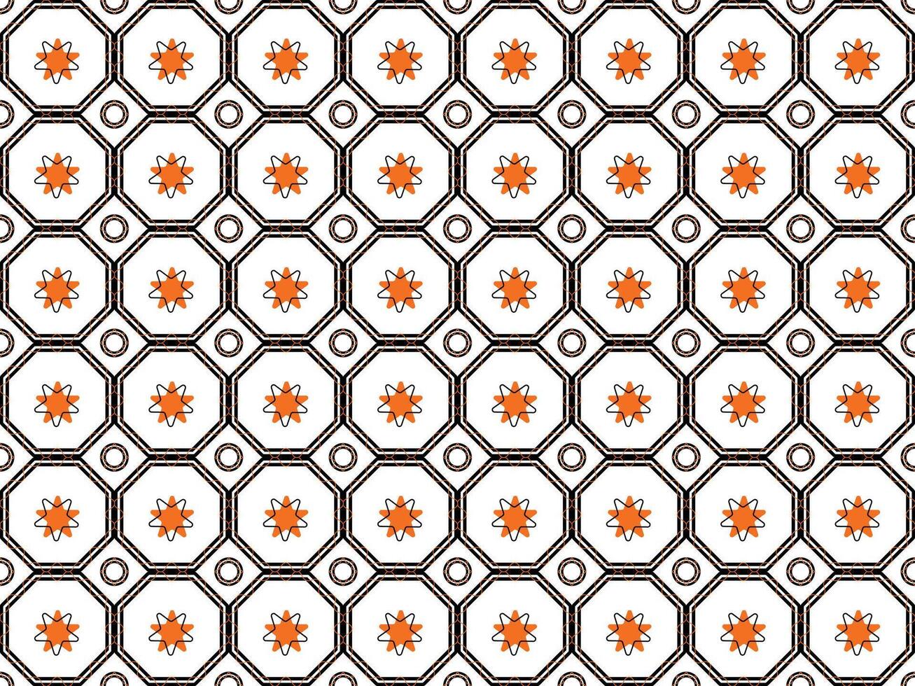 Black hexagon with orange star background pattern vector