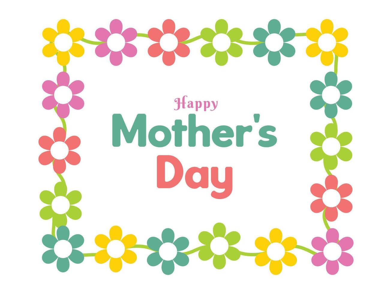 Happy Mothers Day floral photo frame vector