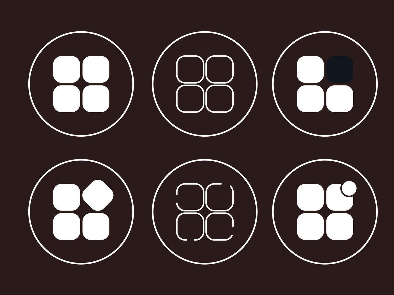 conjunto roto cuadrícula web ui hamburguesa menú bar plano icono vector