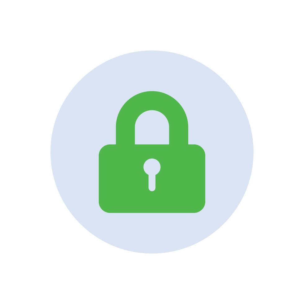 abstract green security lock flat icon vector