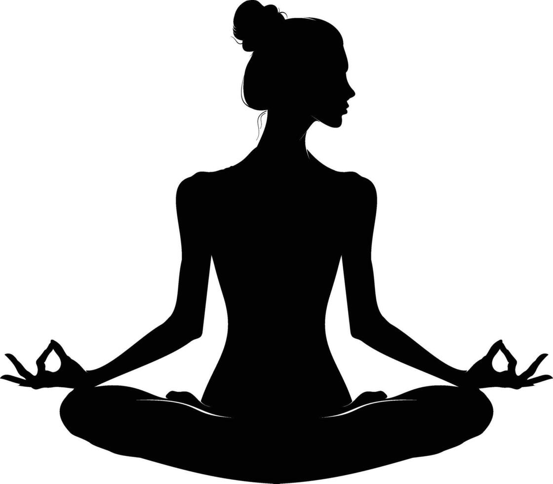 silhouette of a person meditating vector