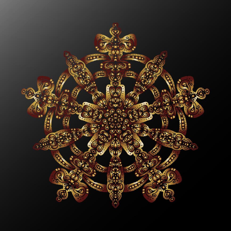 3D Mandala Kaleidoscope Ethnic Motifs Gradient Metallic Stylized Snowflake Element vector