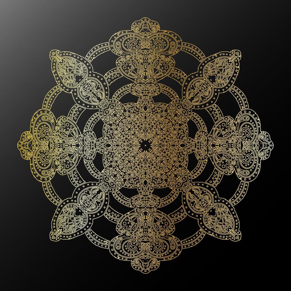 golden mandala on black background vector