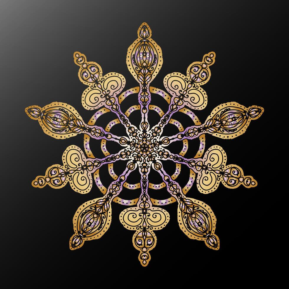 3D Mandala Kaleidoscope Ethnic Motifs Gradient Metallic Stylized Snowflake Element vector