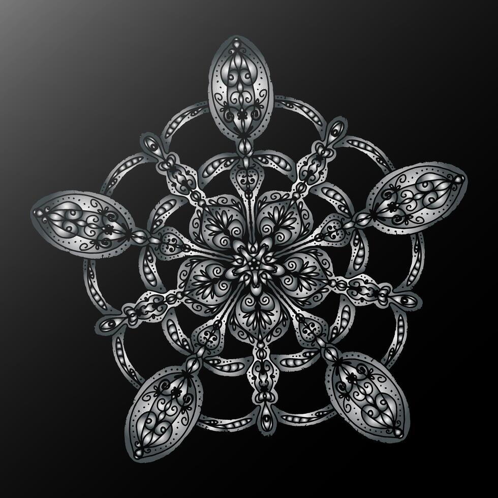 3D Mandala Kaleidoscope Ethnic Motifs Gradient Metallic Stylized Snowflake Element vector