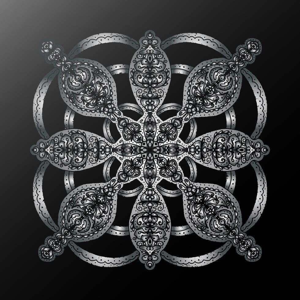 3d mandala caleidoscopio étnico motivos degradado metálico estilizado copo de nieve elemento vector