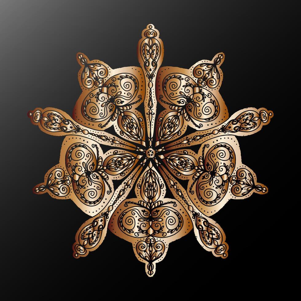 3D Mandala Kaleidoscope Ethnic Motifs Gradient Metallic Stylized Snowflake Element vector