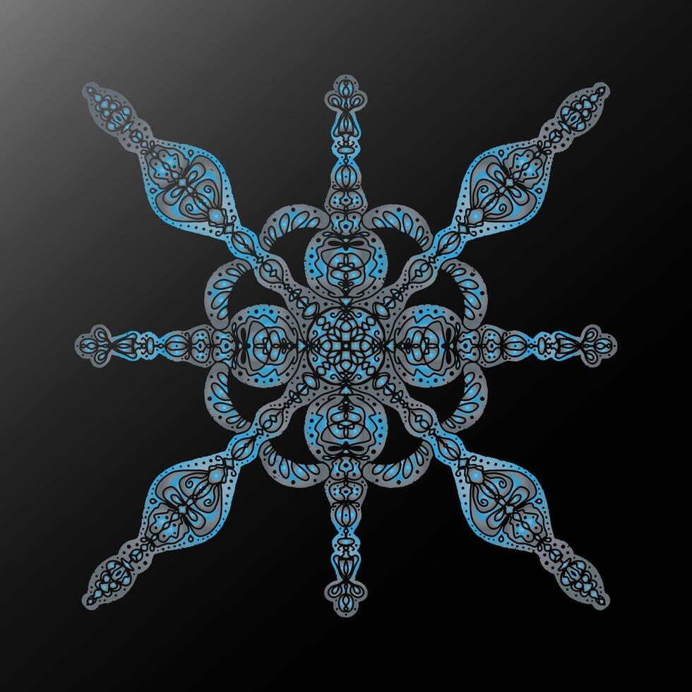 3D Mandala Kaleidoscope Ethnic Motifs Gradient Metallic Stylized Snowflake Element vector