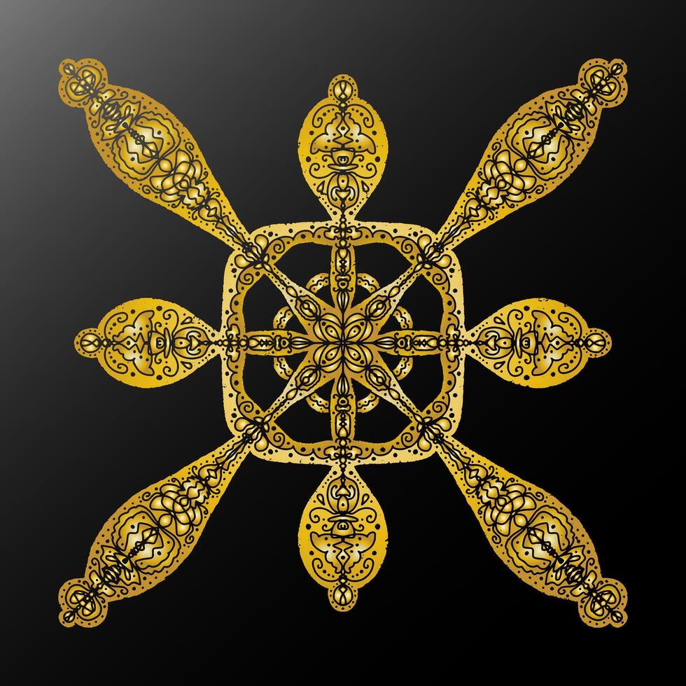 3D Mandala Kaleidoscope Ethnic Motifs Gradient Metallic Stylized Snowflake Element vector