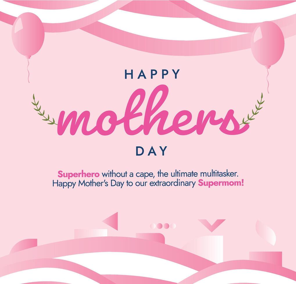 Happy Mothers day. May 12th 2024 Happy mothers day celebration banner, social media post in light pink colour theme. Celebrating, embracing women in their super hero role as mothers. Wishing banner. vector
