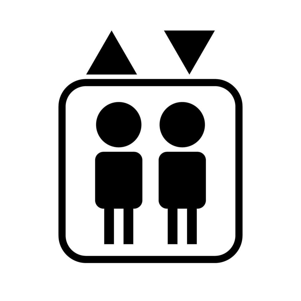 Elevator icon and two passenger icons. vector