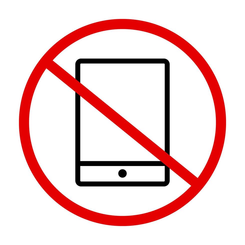 Smartphone use restrictions. Prohibited use of smart phones. vector