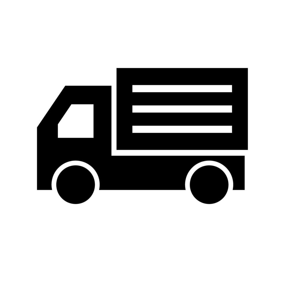 Silhouette icon of a delivery truck. Vehicle transporting a package. vector