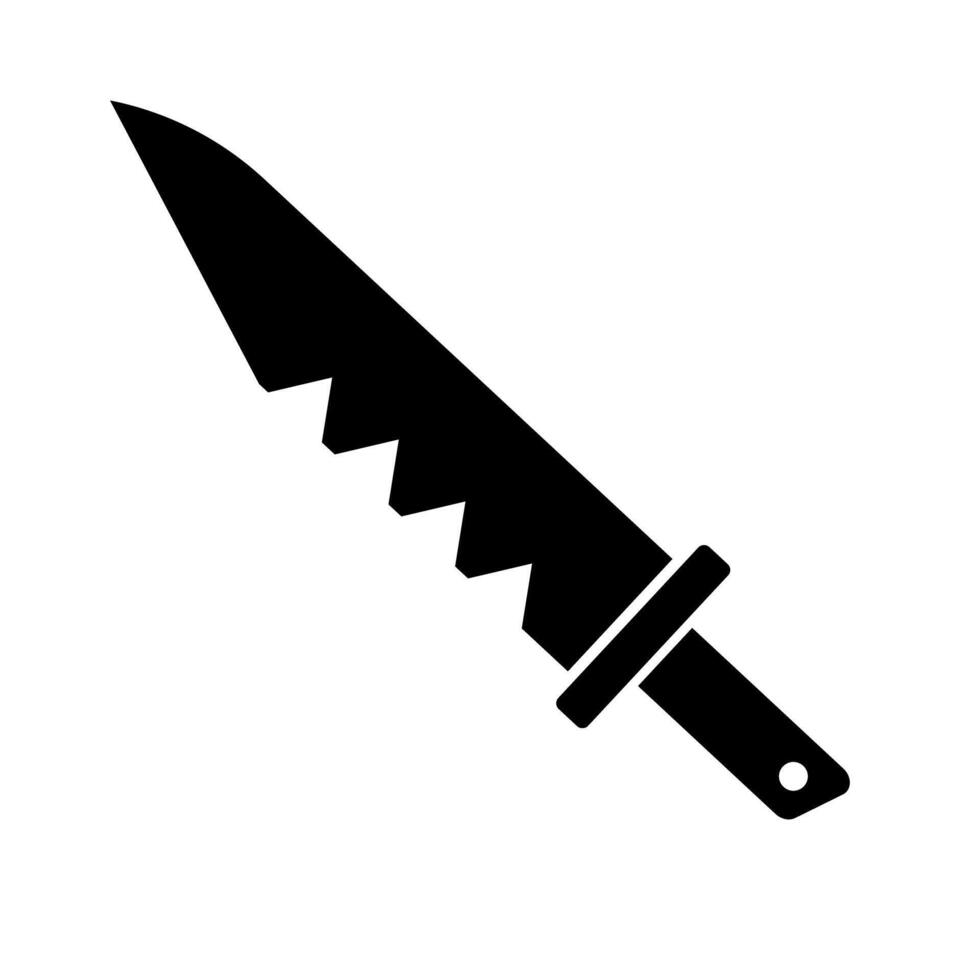 Hunting knife silhouette icon. Jagged knife. vector