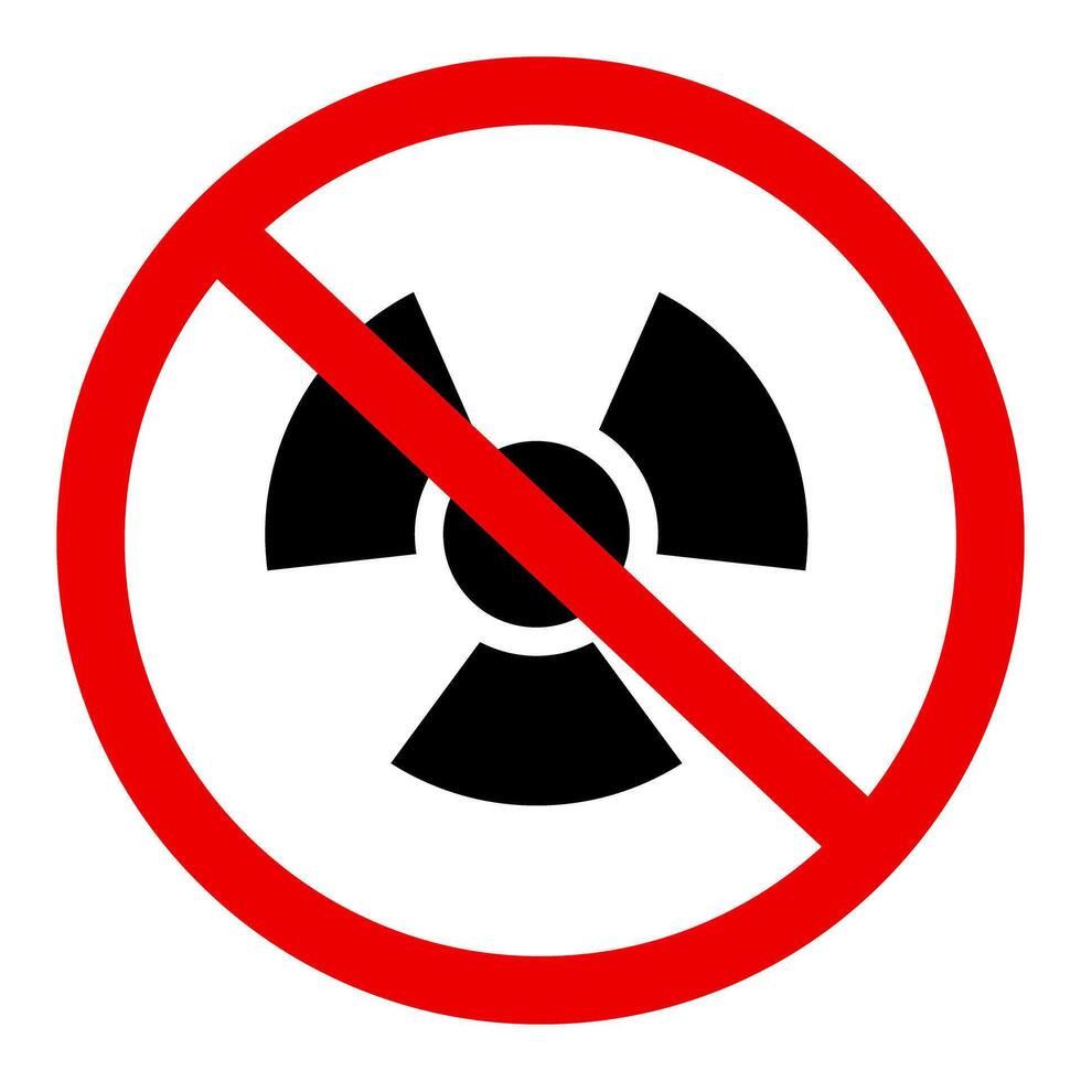 Nuclear weapons use prohibition sign. vector