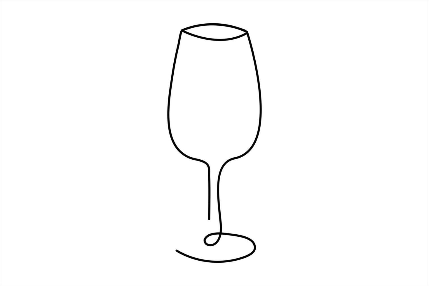 Continuous single line wine Drinking glass online continuous single line art. vector