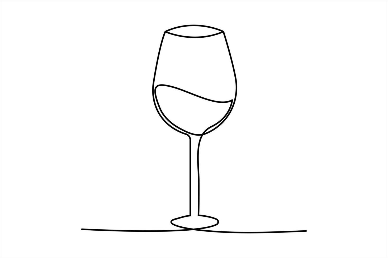 Continuous single line wine Drinking glass online continuous single line art. vector