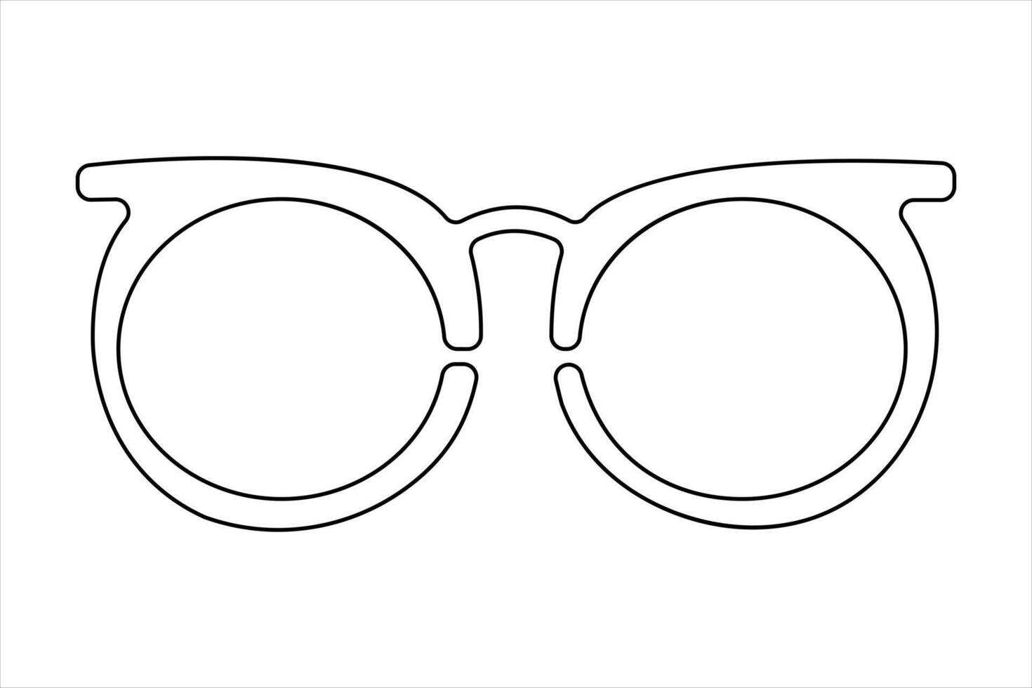 single line illustration Sunglasses with White frame of stylish round glasses.Accessories for summer. vector