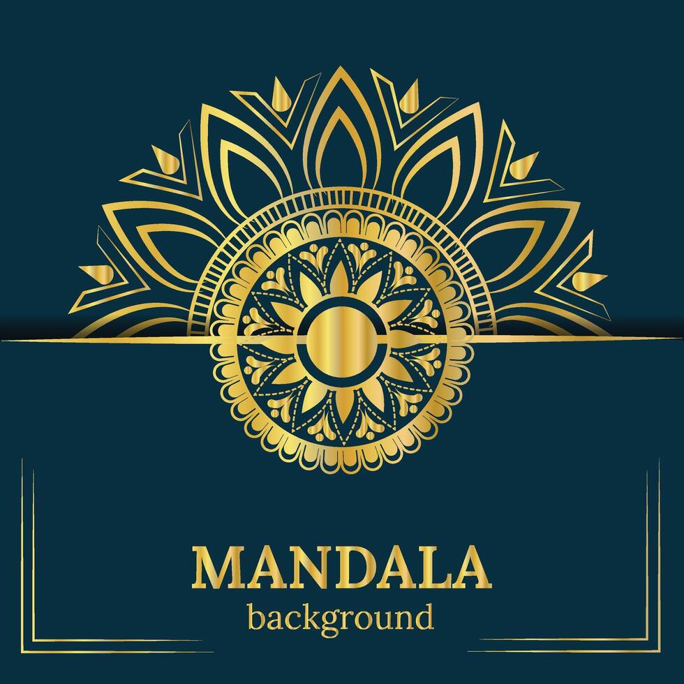 luxurious golden and blue mandala design template vector