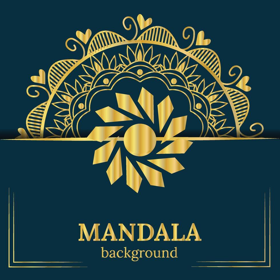 luxurious golden and blue mandala design template vector