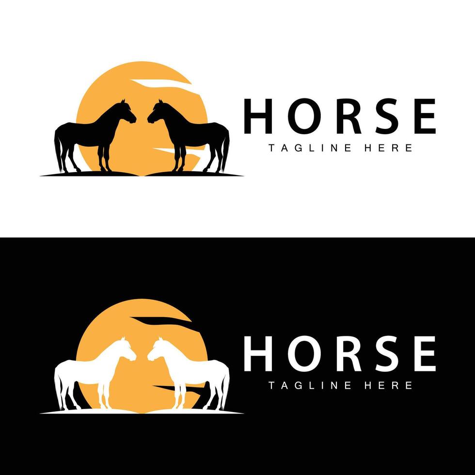 Wild Horse Logo Farm Design Silhouette Simple Illustration Template vector