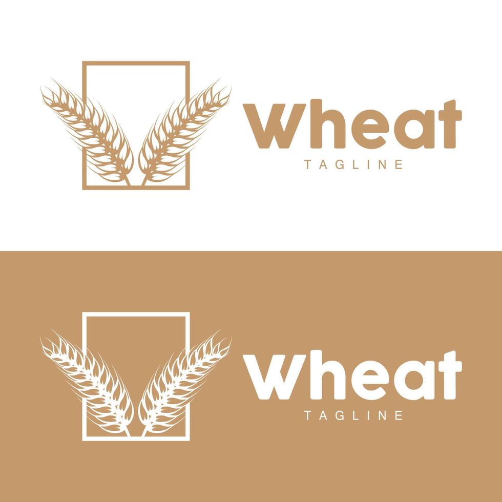 Rice Logo, Farm Wheat Logo Design, Wheat Rice Icon Template Retro Vintage Illustration vector