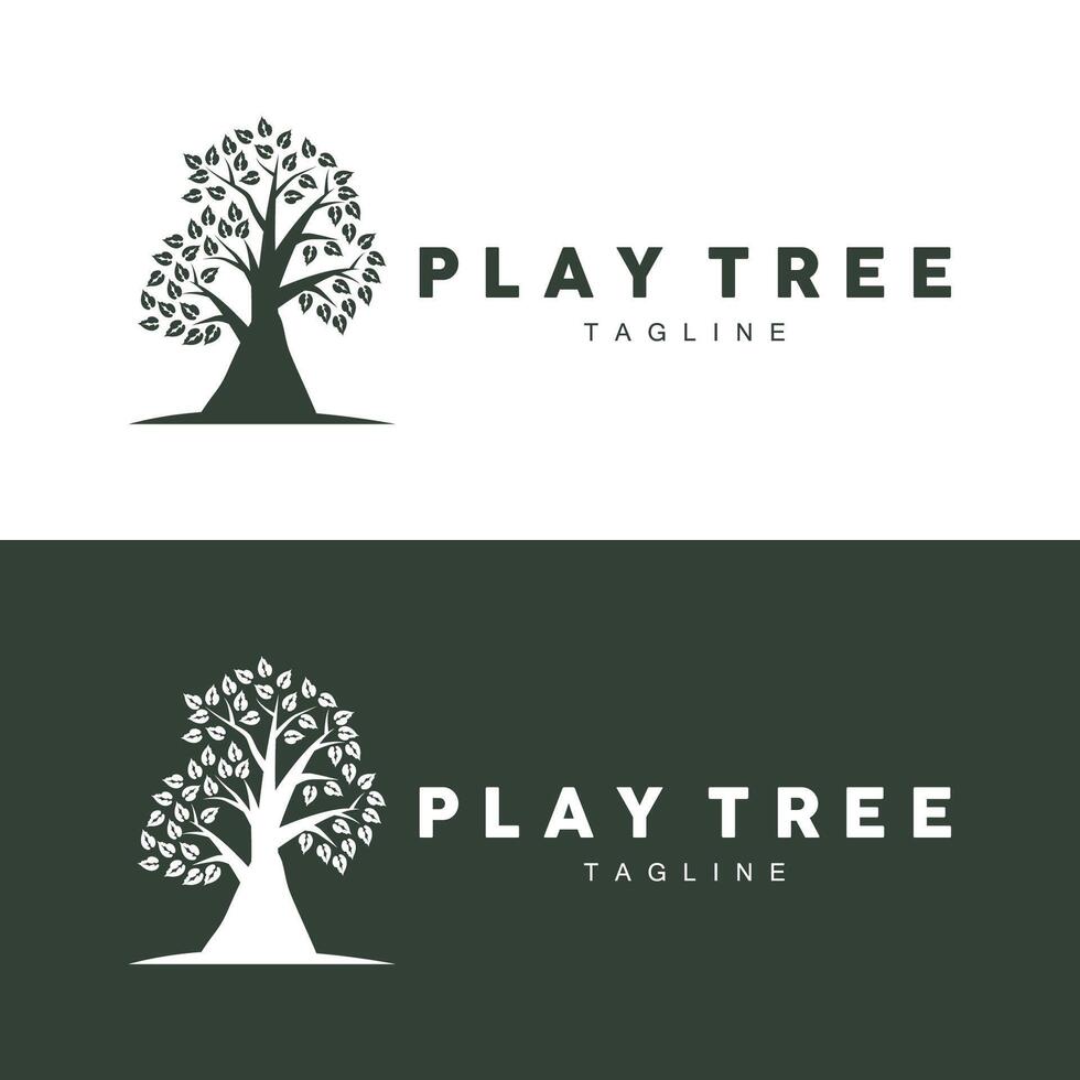 green nature education kids playground tree logo illustration and play tree design vector