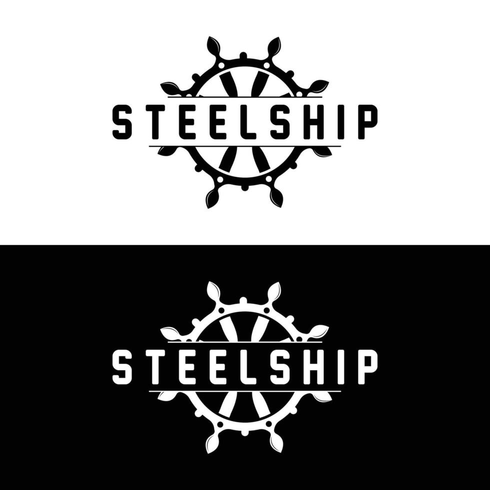 simple marine vehicle ship steering logo design illustration ship steering wheel for product branding template icon vector