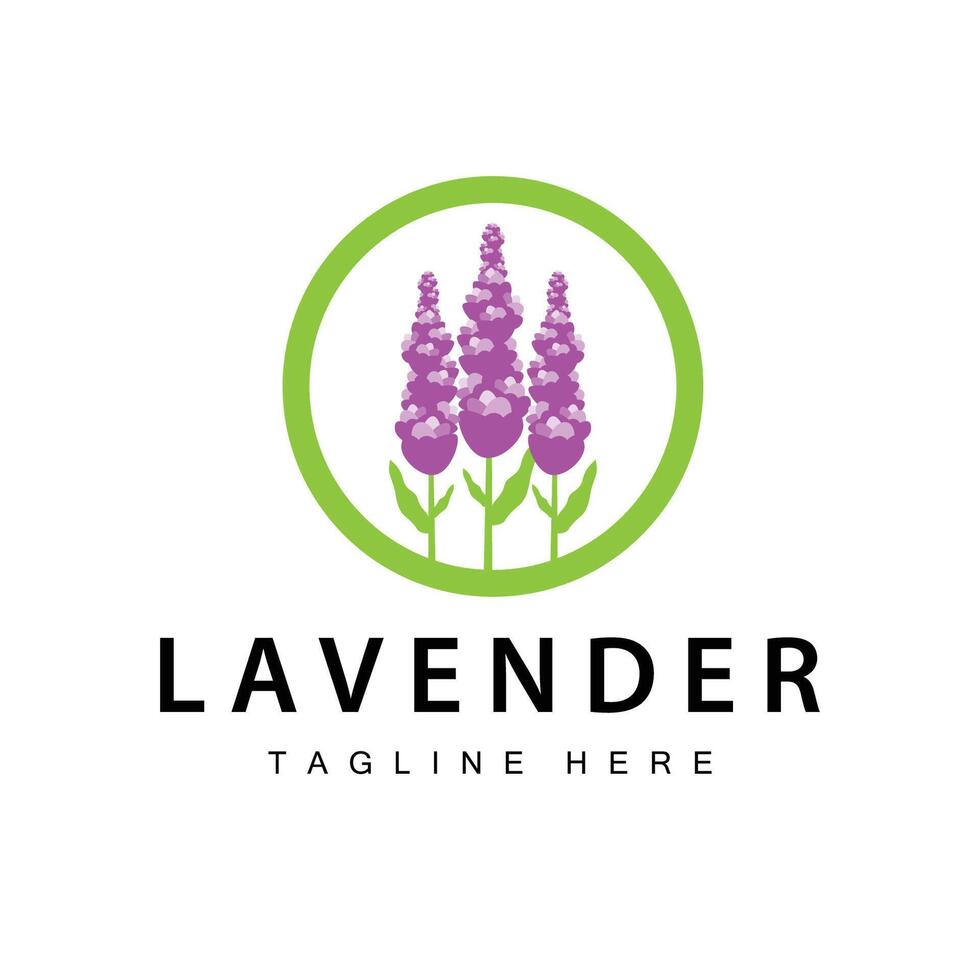 lavanda logo sencillo diseño cosmético planta púrpura color y aromaterapia lavanda flor jardín modelo vector