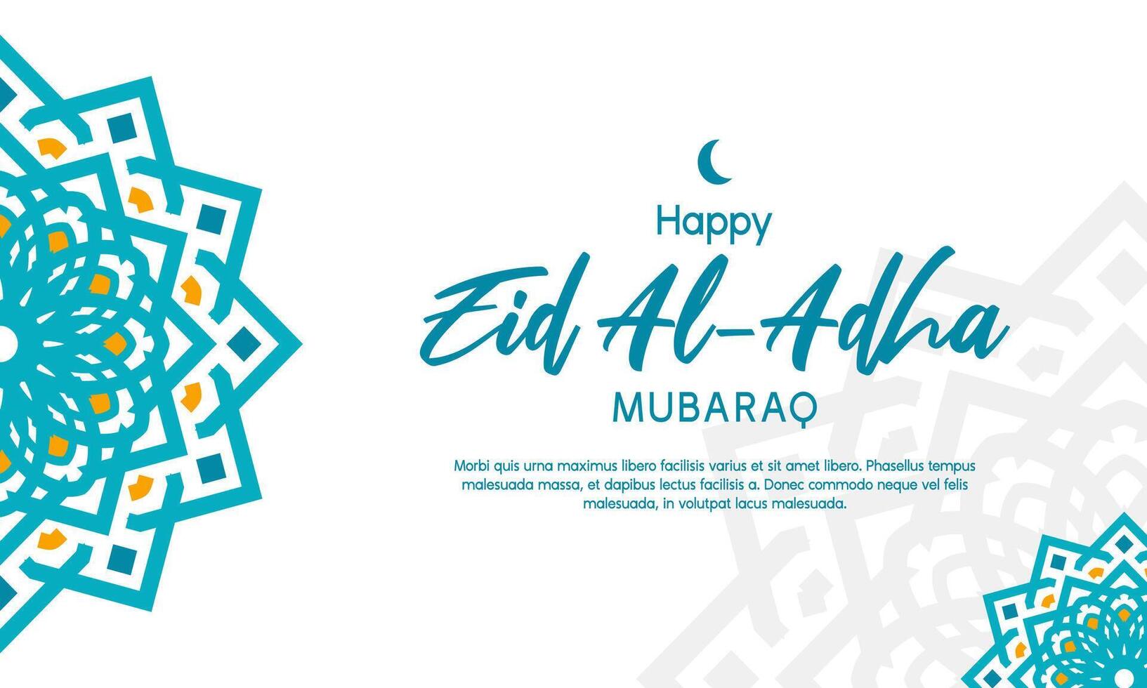 happy eid adha mubarak banner design with arabesque pattern vector