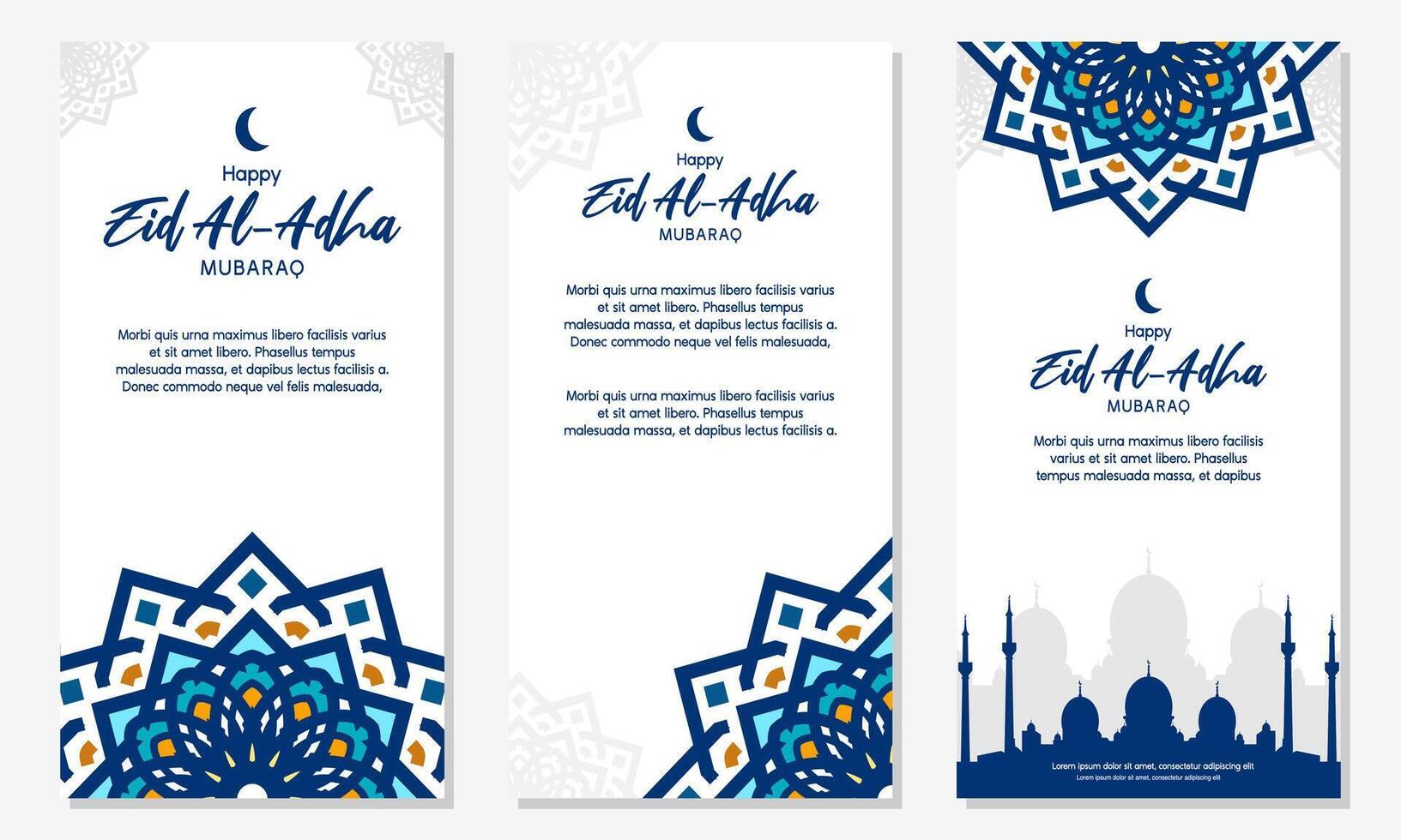 contento eid Mubarak bandera diseño con arabesco modelo vector