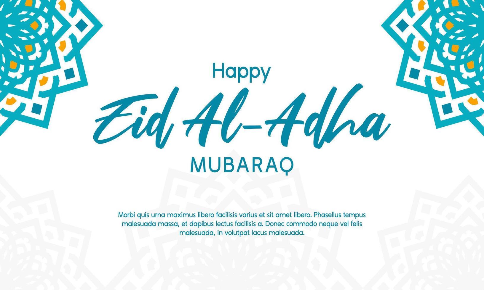 happy eid adha mubarak banner design with arabesque pattern vector