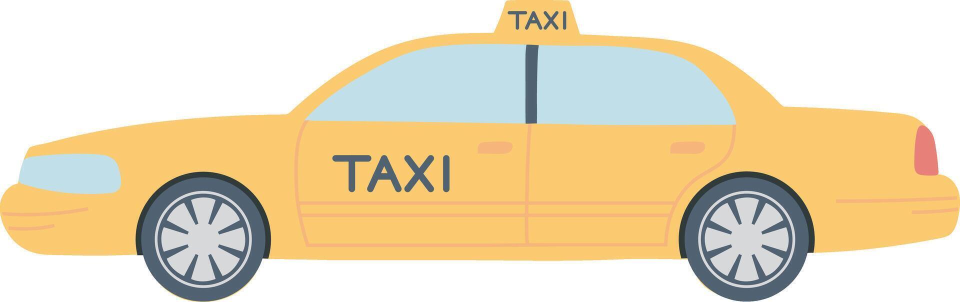 Yellow Taxi Cab Transport Vehicle Car Service Illustration Graphic Element Art Card vector