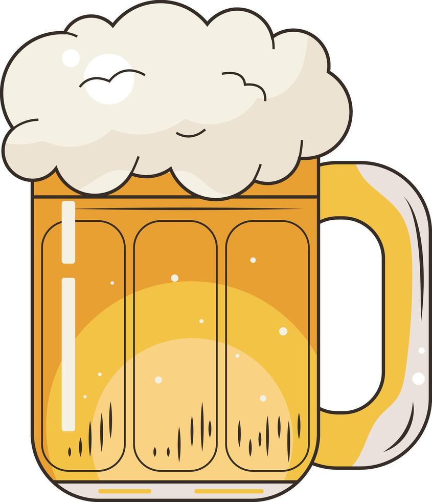 Cold Yellow Beer Mugs Bottle Toasting Cheers Illustration Graphic Element Art Card vector