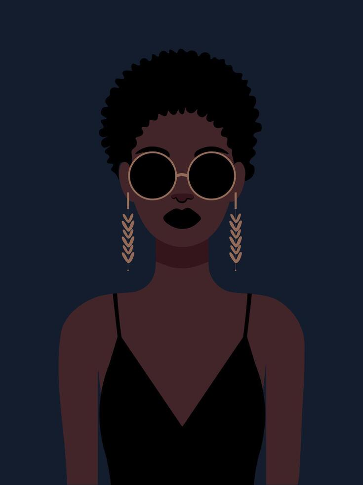 African american fashion woman trendy art color image vector