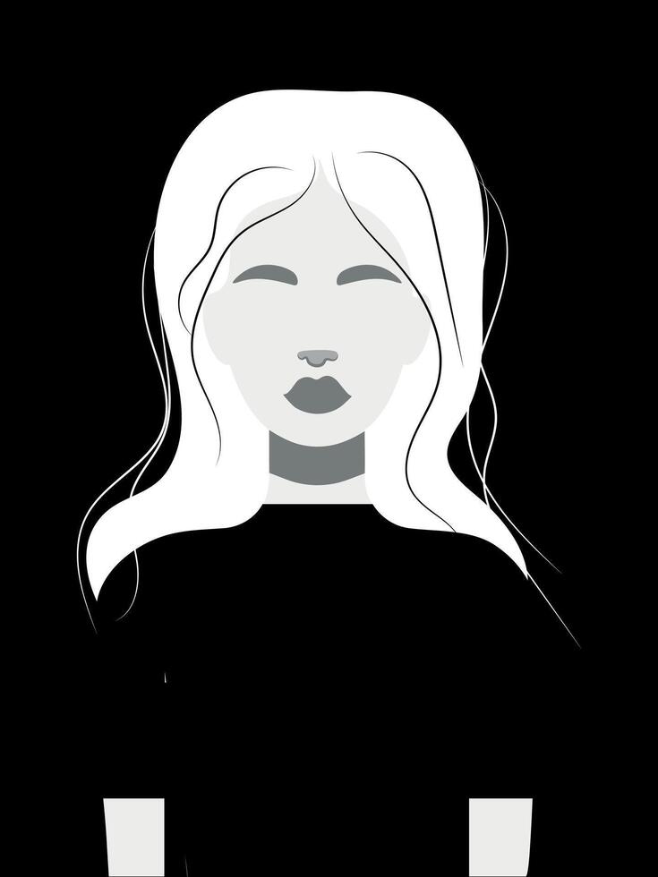 Woman Pop Art Poster Minimalist Paint Black White Color Flat vector