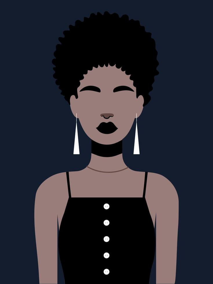 Fashion african black woman pop art poster minimalist paint pastel color flat vector