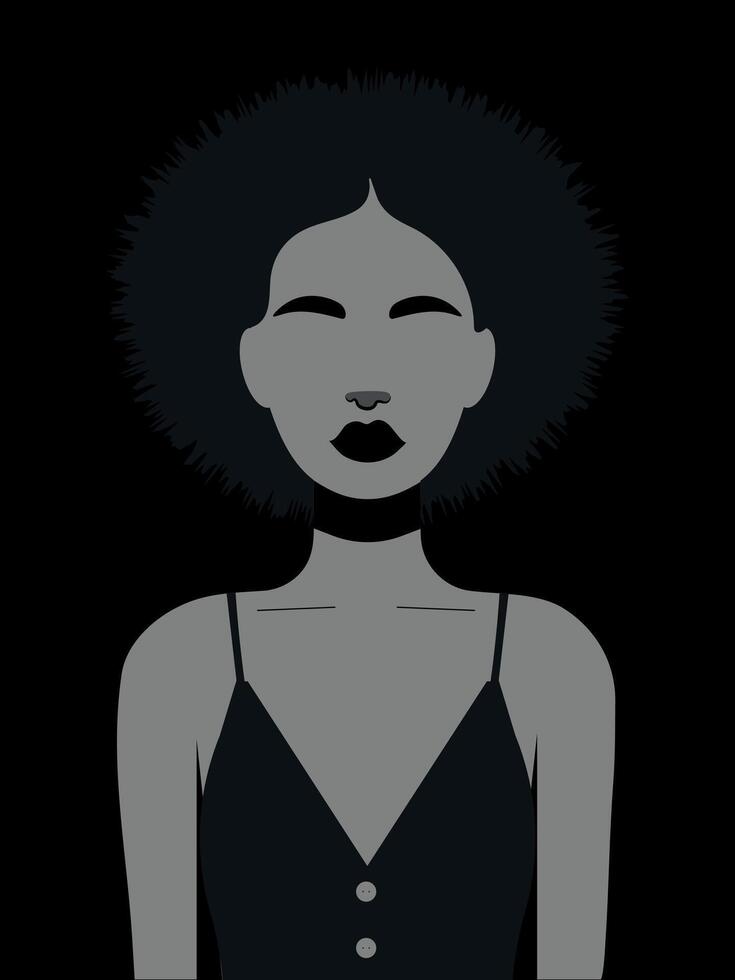 mujer popular Arte póster minimalista pintar negro blanco color plano vector