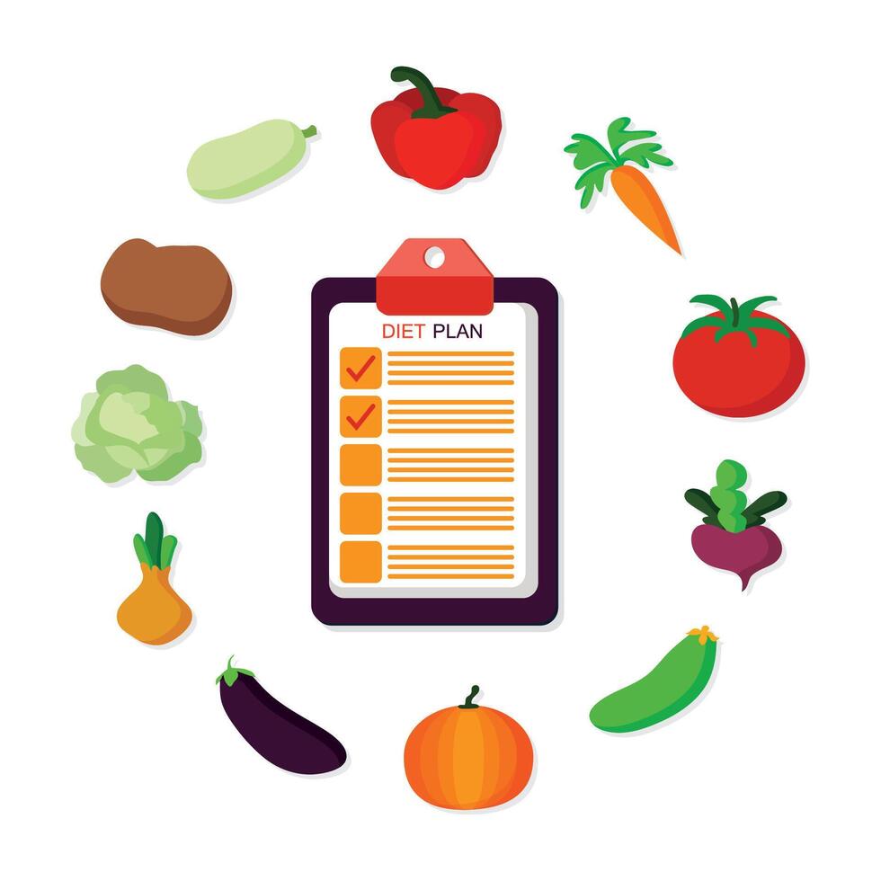 Diet planning flat illustration. vector