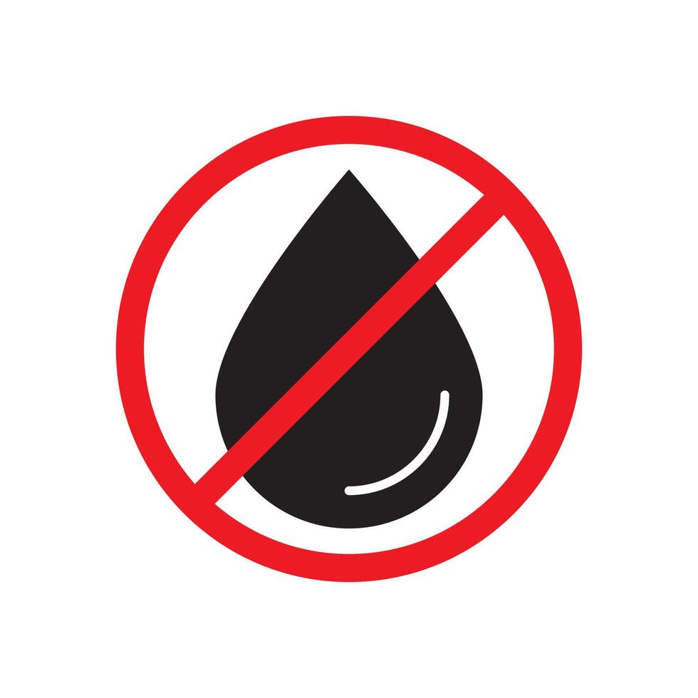 Oil ban not allowed contains no oil drop black white and red sign. vector