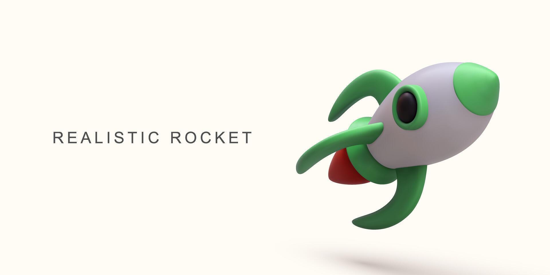 3d realistic rocket on white background. vector