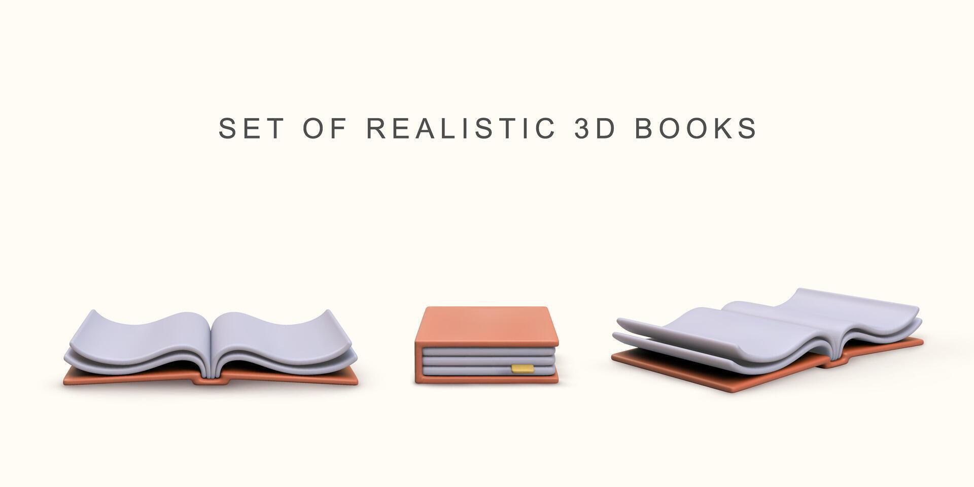 3d realista conjunto de realista libros en blanco antecedentes. vector