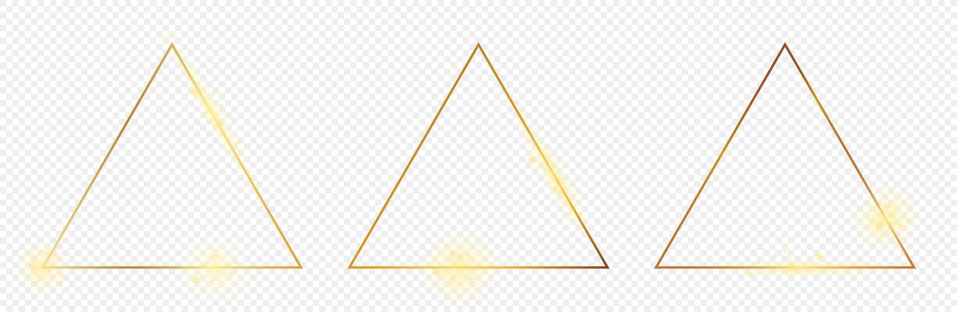 Gold glowing triangle frame vector